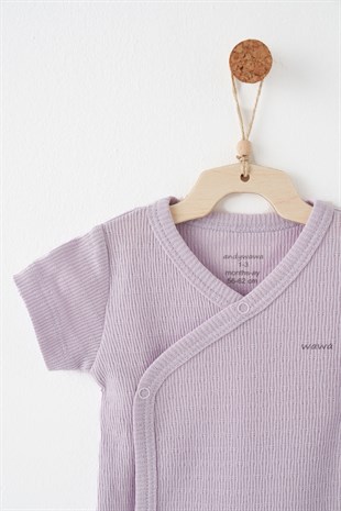 Andywawa Modal 2li Kısa Kol Kruvaze Badi Lila