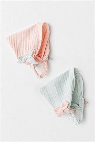 Andywawa Müslin 2li Şapka Somon Mint