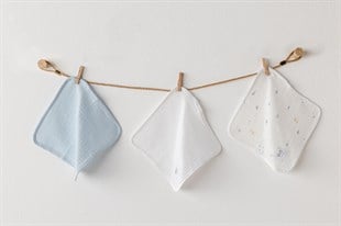 Andywawa Müslin 3lü Ağız Mendili 20*20cm Mavi