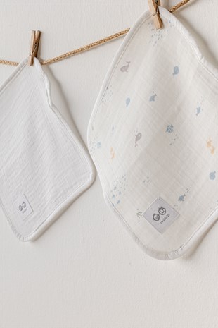 Andywawa Müslin 3lü Ağız Mendili 20*20cm Mavi