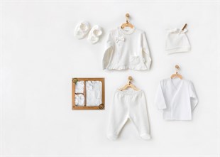 Andywawa Organik 5li Naturel Kız Set Ekru