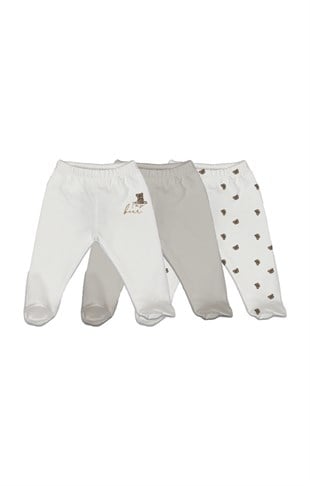 Bistyle GOTS Sertifikalı 3lü Pantolon Soo Bear Ekru Bej