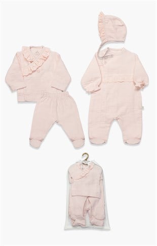 Bistyle GOTS Sertifikalı 4lü Müslin Set Pembe