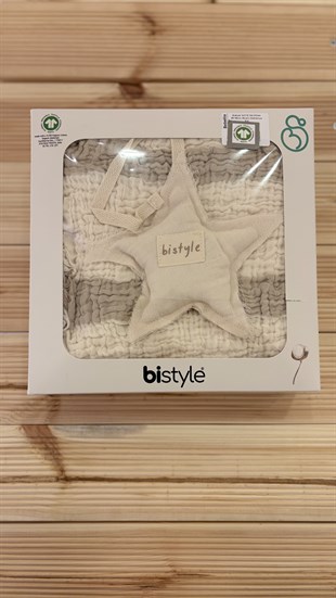 Bistyle GOTS Sertifikalı 85*85cm Müslin Battaniye Bej