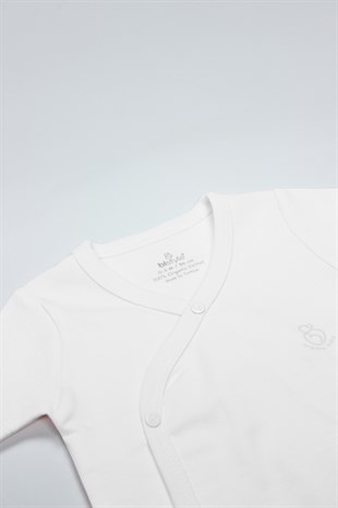 Bistyle GOTS Sertifikalı Kruvaze K.Kol Badi Beyaz