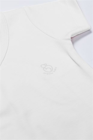 Bistyle GOTS Sertifikalı Kruvaze K.Kol Badi Beyaz