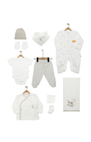 Bistyle GOTS Sertifikalı Safari 10lu Set Unisex Yeşil Ekru