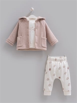 Caramell %100 Pamuk Kaşe Hırkalı 3lü Unisex Nature