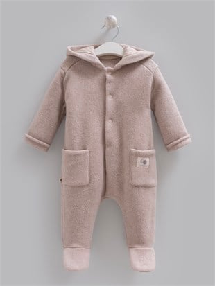 Caramell %100 Pamuk Kaşe Kapşonlu Unisex Kışlık Tulum