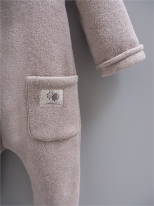 Caramell %100 Pamuk Kaşe Kapşonlu Unisex Kışlık Tulum
