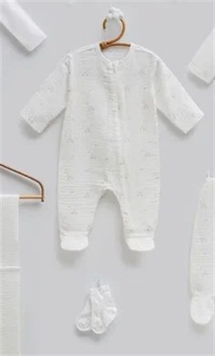 Caramell %100 Pamuk Love Time Müslin 10lu Set Ekru