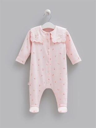 Caramell %100 Pamuk Rose Yakalı Kız Tulum Pembe