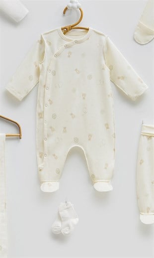 Caramell %100 Pamuk Ters Dikişli 10lu Unisex Set Ekru 