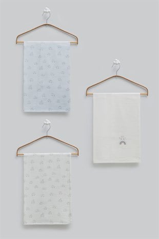 Caramell 2 Katlı Müslin Battaniye 3lü 85*90cm Mavi