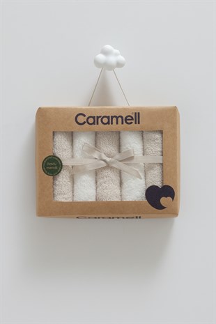 Caramell Havlu Ağız Mendili 5li Premium Soft Bej