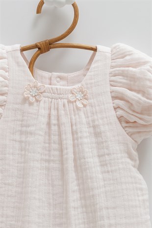 Caramell Marina Müslin Kız Tulum Pembe