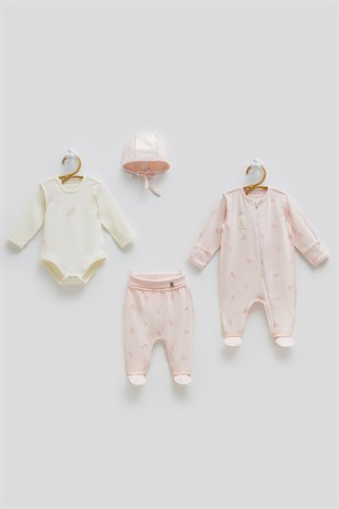 Caramell Ters Dikişli 4lü Set Pembe