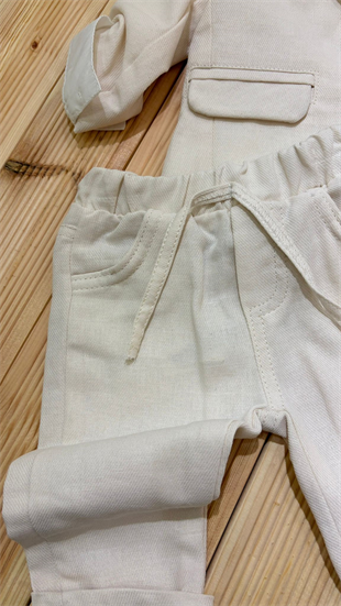 Ceketli Papyonlu Premium Erkek Takım Ekru