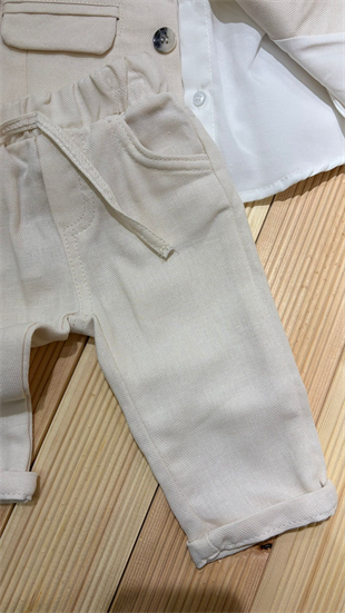 Ceketli Papyonlu Premium Erkek Takım Ekru