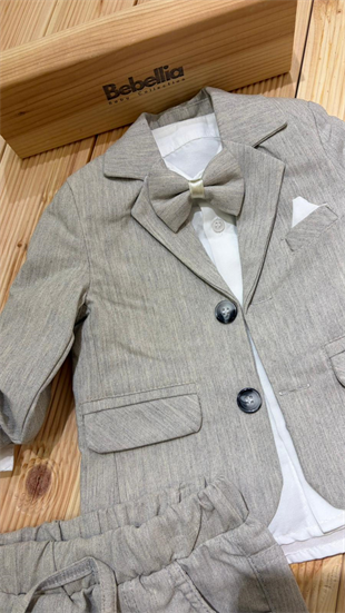 Ceketli Papyonlu Premium Erkek Takım Grimelanj