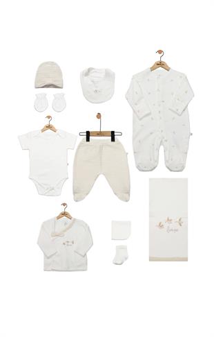 GOTS Sertifikalı 10lu Set Love u Smile Ekru-Kız