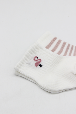 GOTS Sertifikalı 2li Dikişsiz Çorap Ekru Lila