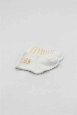 GOTS Sertifikalı 2li Dikişsiz Çorap Ekru Somon