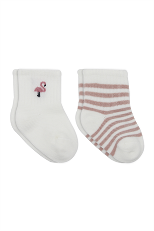 GOTS Sertifikalı 2li Dikişsiz Çorap Ekru Lila