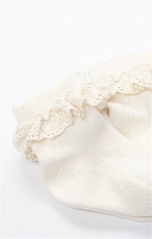 GOTS Sertifikalı 2li Fistolu Çorap Ekru