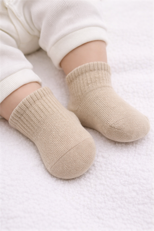 GOTS Sertifikalı 3lü Dikişsiz Çorap Bej Ekru Kahve