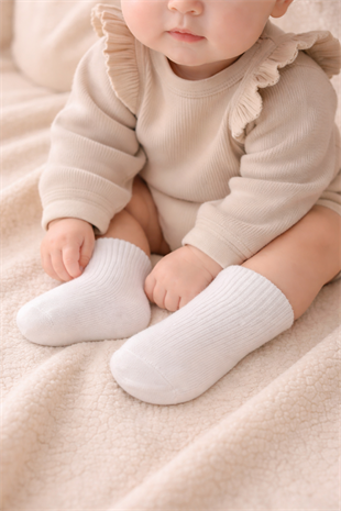 GOTS Sertifikalı 3lü Dikişsiz Çorap Ekru Unisex