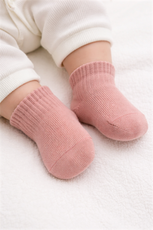 GOTS Sertifikalı 3lü Dikişsiz Çorap Ekru Pembe
