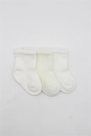 GOTS Sertifikalı 3lü Dikişsiz Çorap Ekru Unisex