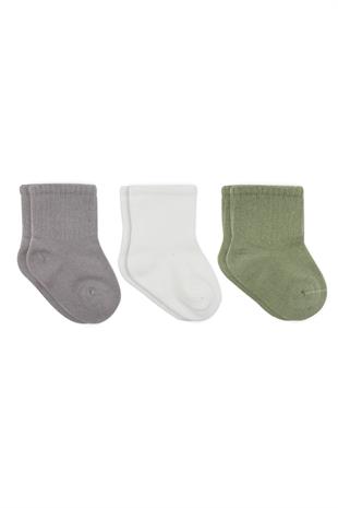 GOTS Sertifikalı 3lü Dikişsiz Çorap Gri Ekru Nil
