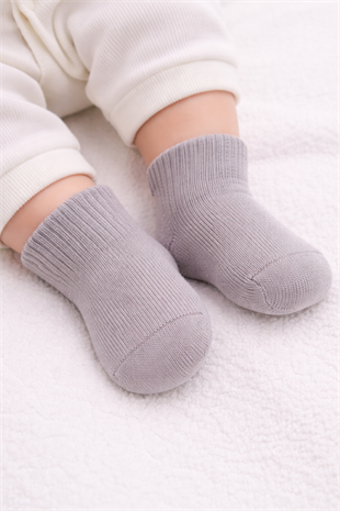 GOTS Sertifikalı 3lü Dikişsiz Çorap Gri Ekru Nil