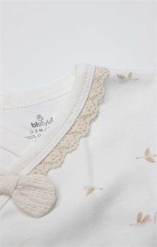 GOTS Sertifikalı 3lü Set Love You Smile Ekru-Kız