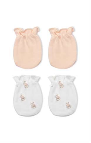 GOTS Sertifikalı Cute Happy 2li Eldiven Somon