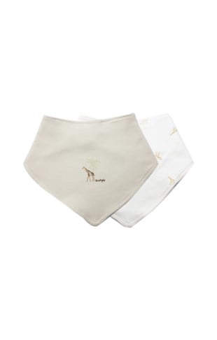 GOTS Sertifikalı Safari 2li Fular Önlük Yeşil Ekru