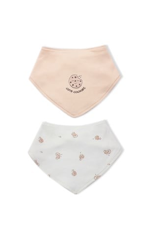 GOTS Sertifikalı Cute Happy 2li Fular Önlük Somon