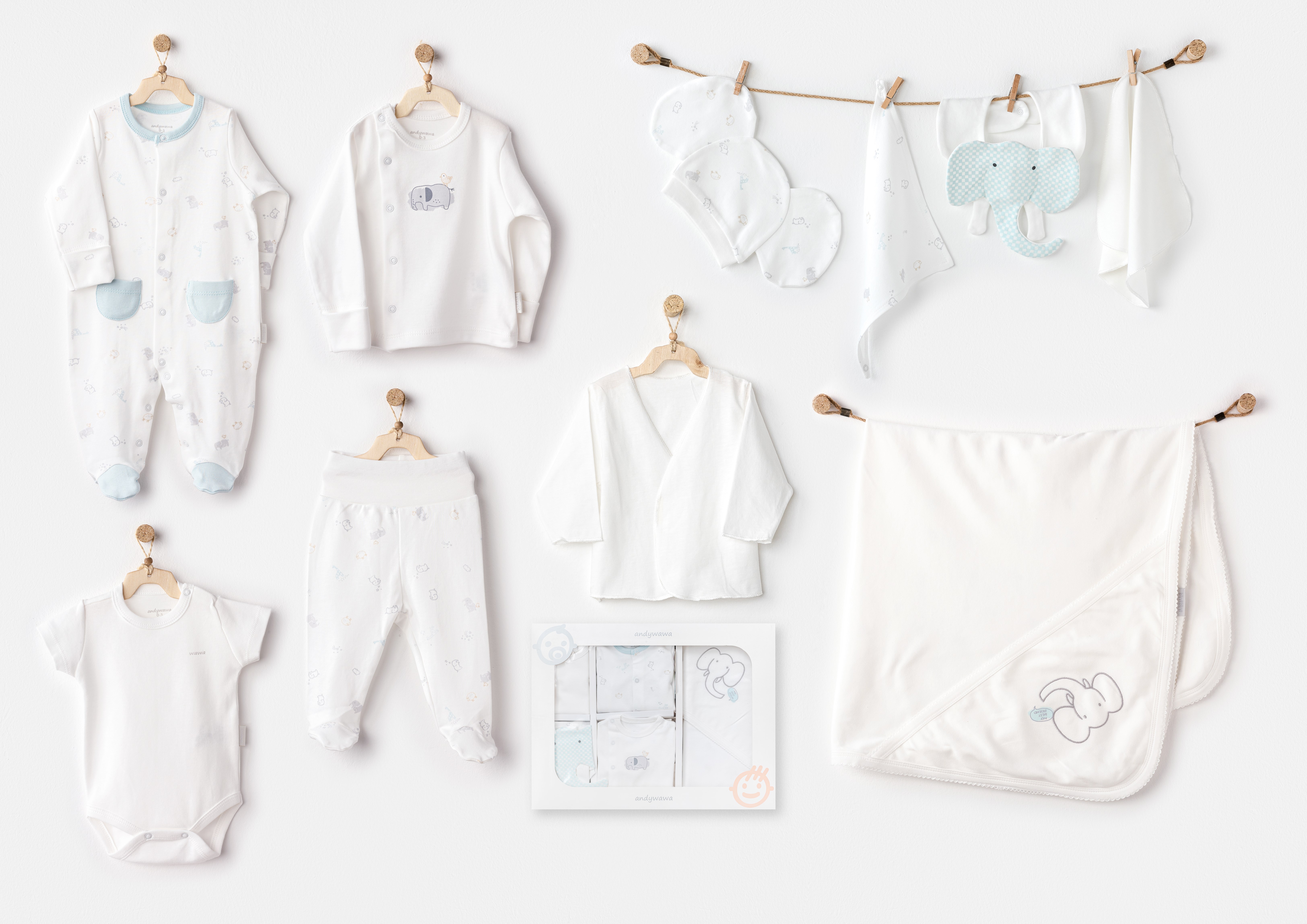 Hastane Çıkışı SetleriAndywawa Organik GOTS 10lu Unisex Set Mint Ekru