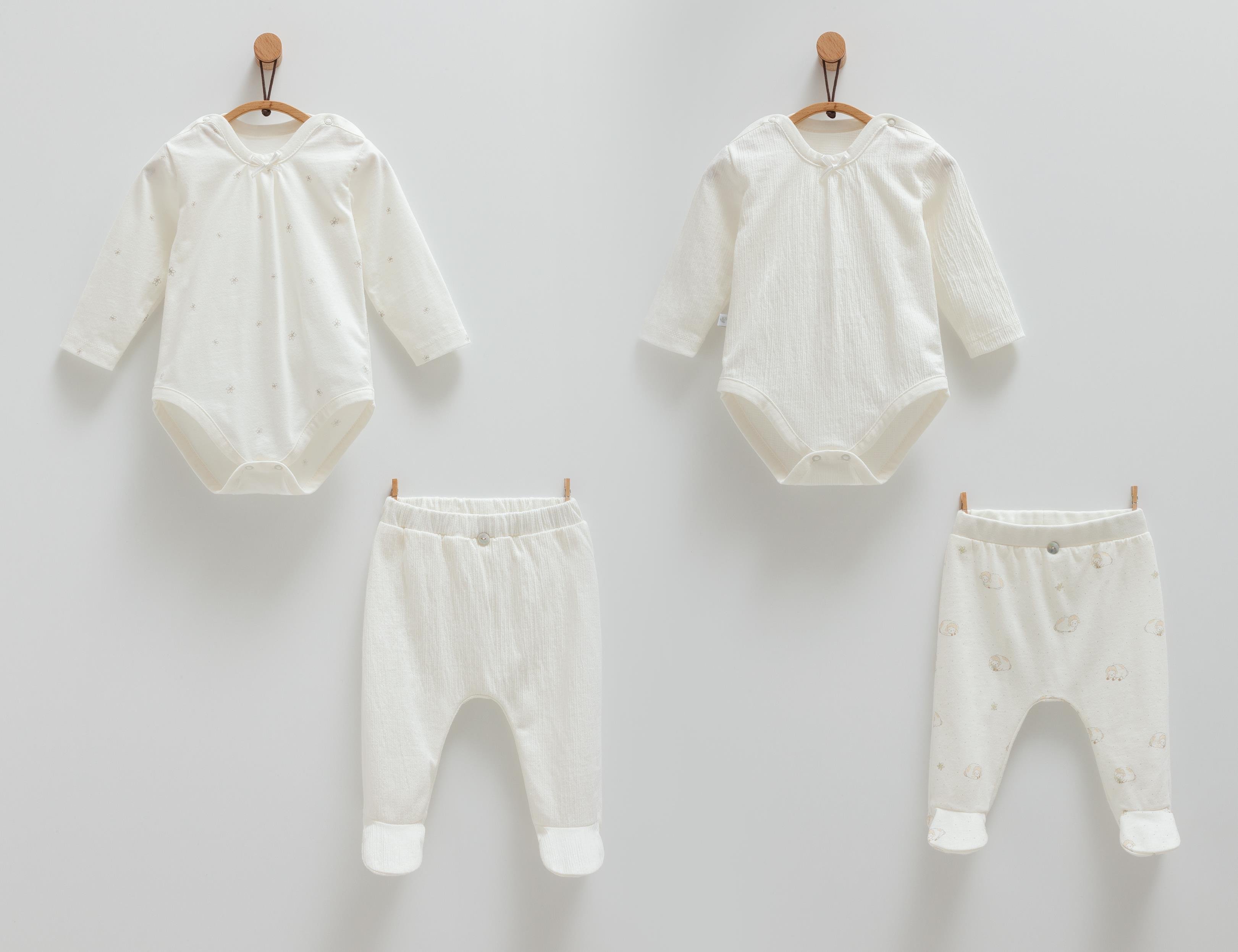 Çıtçıtlı Badi, Tek AltBarletta Beti 4lü Badi Pantolon Seti Ekru
