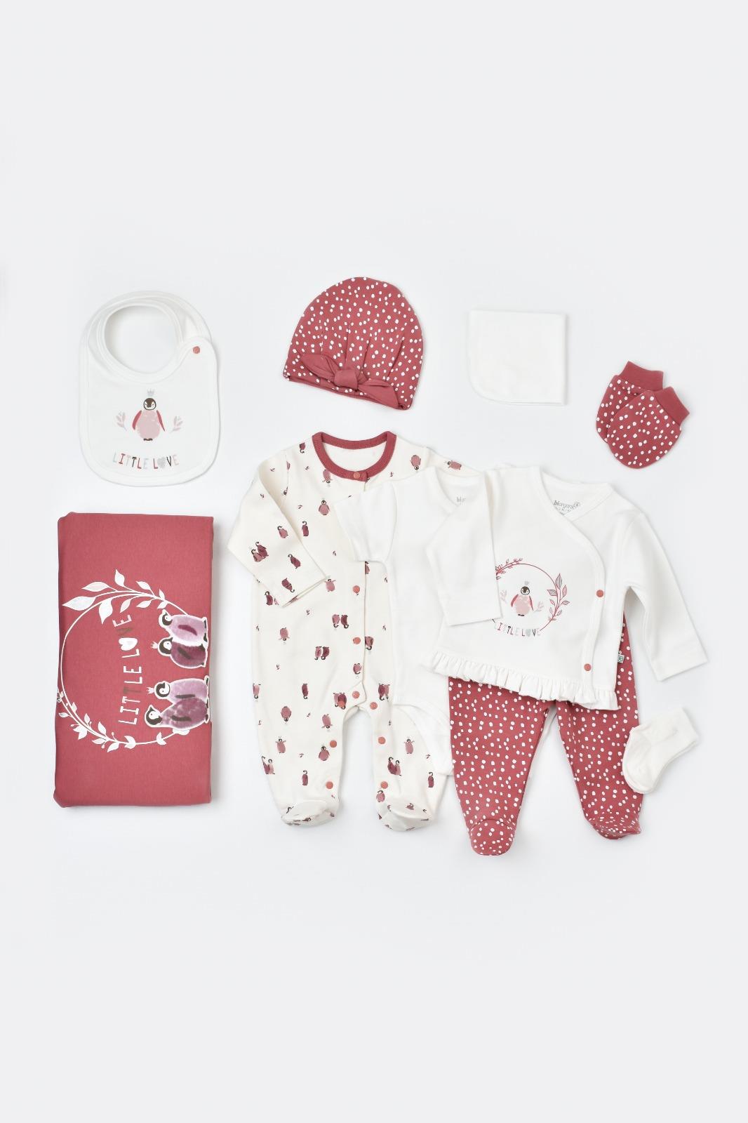 Hastane Çıkışı SetleriBi Organik GOTS Sertifikalı Love 10lu Set Rose