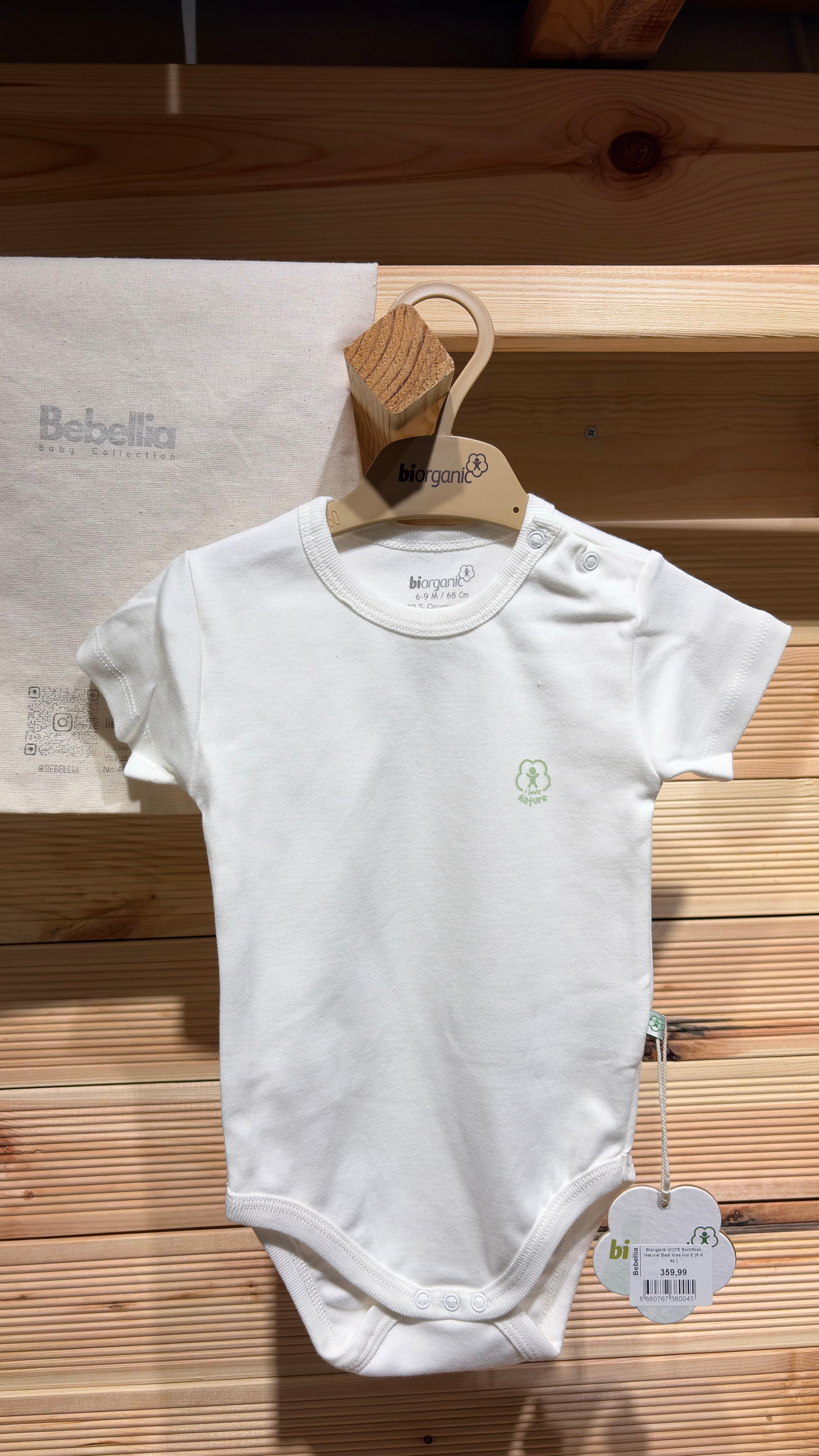 Çıtçıtlı Badi, Tek PantolonBiorganik GOTS Sertifikalı Naturel Badi Kısa Kol Ekru 