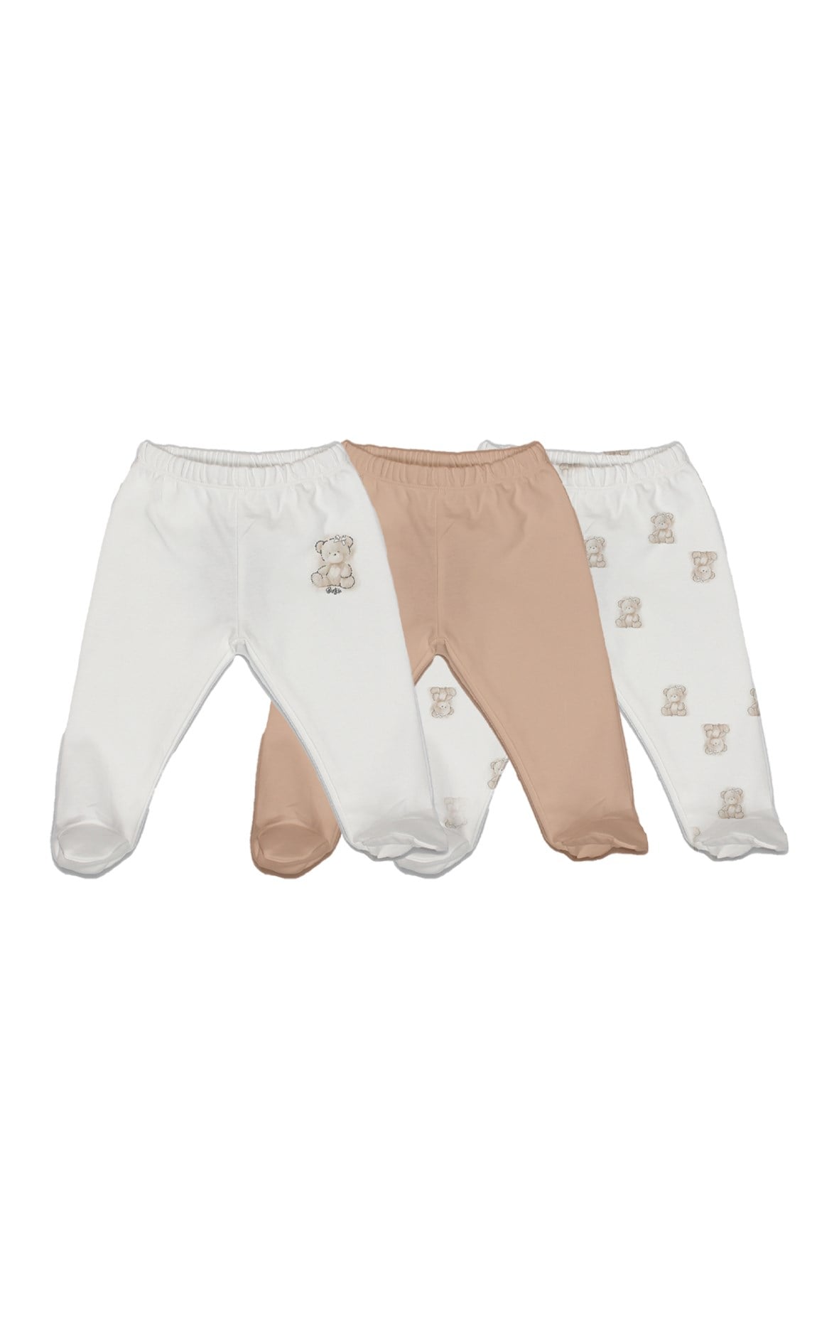Çıtçıtlı Badi, Tek Alt PantolonBistyle GOTS Sertifikalı 3lü Pantolon My Teddy Ekru Bej