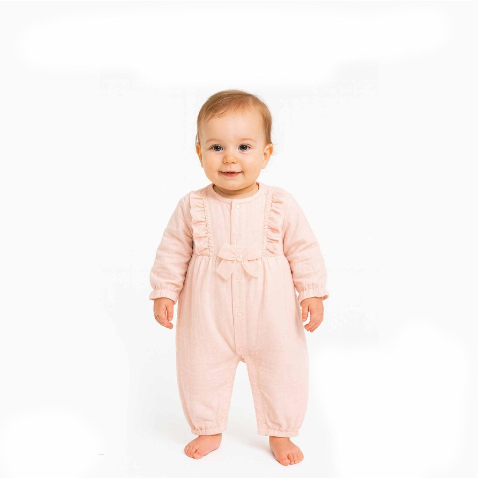 Bebek TulumBistyle GOTS Sertifikalı Müslin Tulum Pembe