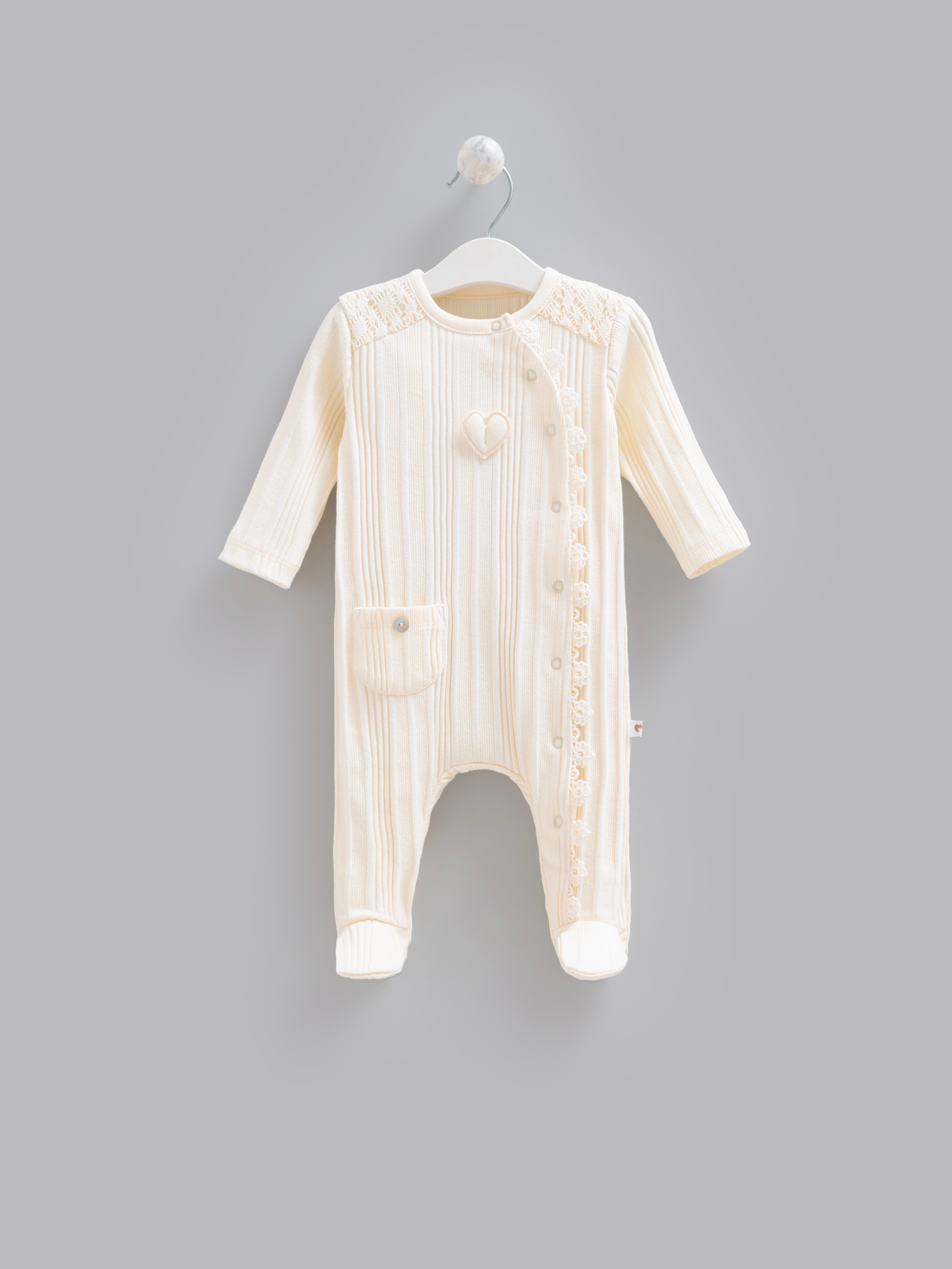 Bebek TulumCaramell %100 Pamuk Beti Kız Tulum Bej