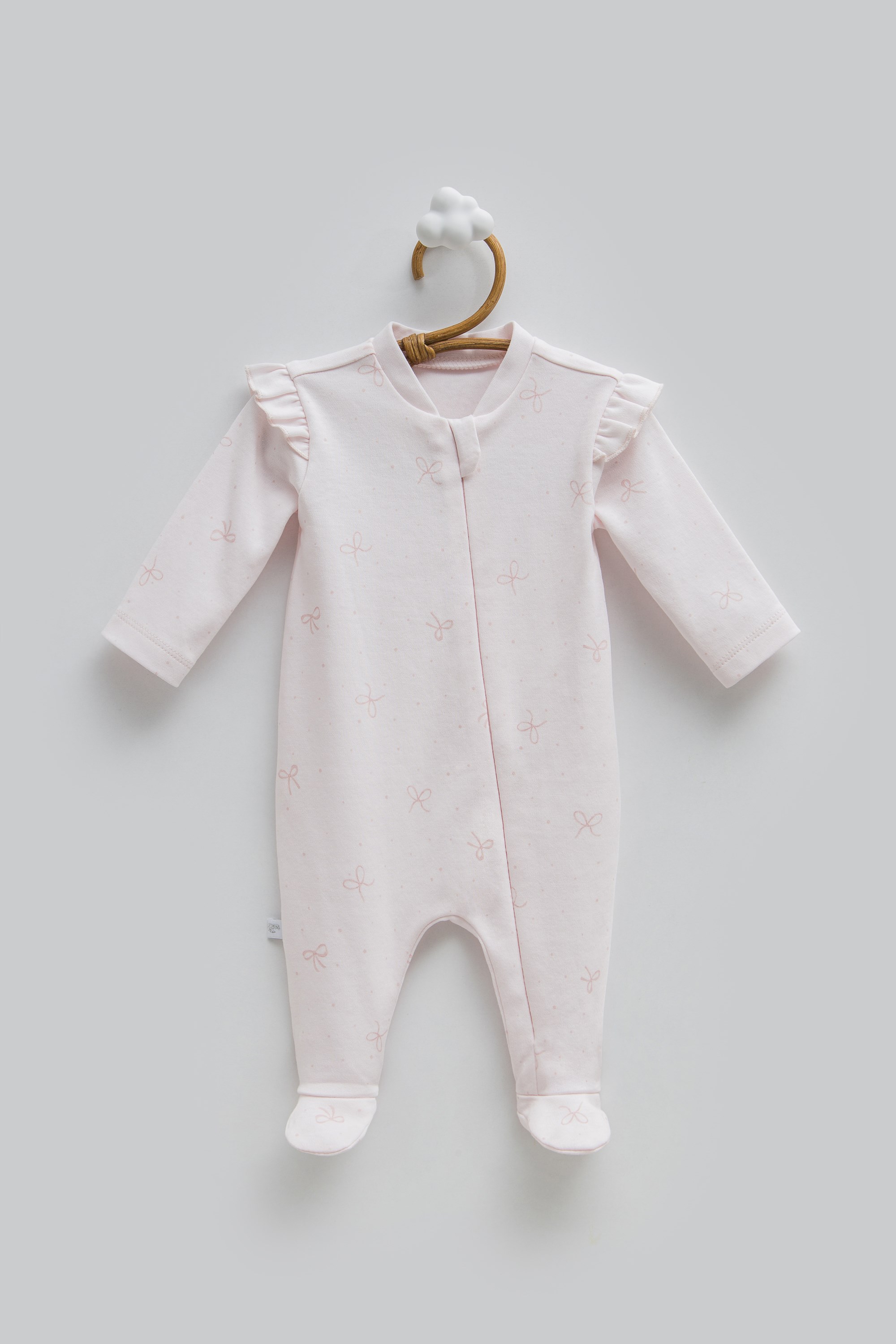 Bebek TulumCaramell %100 Pamuk Love Fermuarlı Tulum Pembe