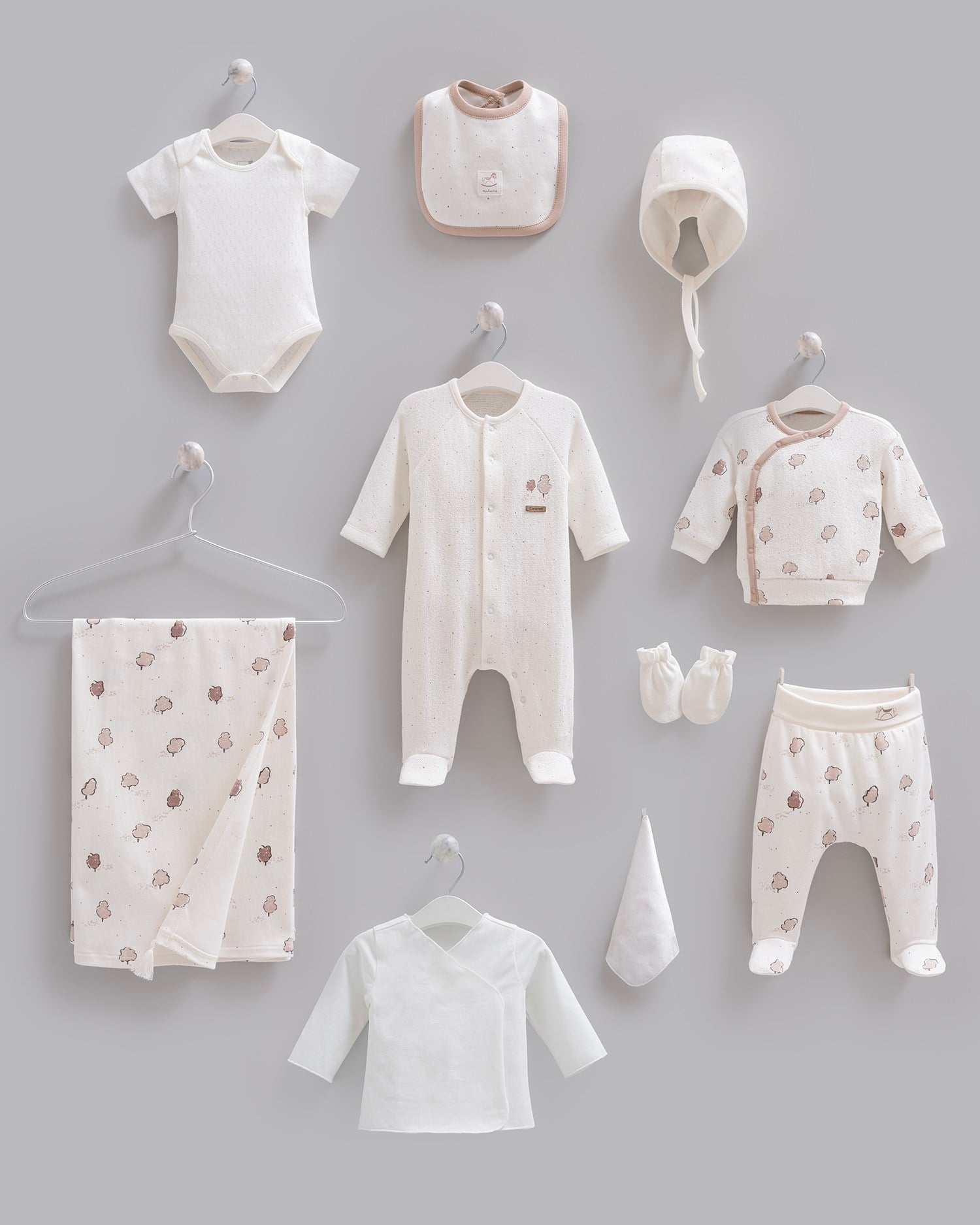 Hastane Çıkışı Setleri | Organik SetlerCaramell %100 Pamuk Nature Unisex 10lu Hastane Çıkışı