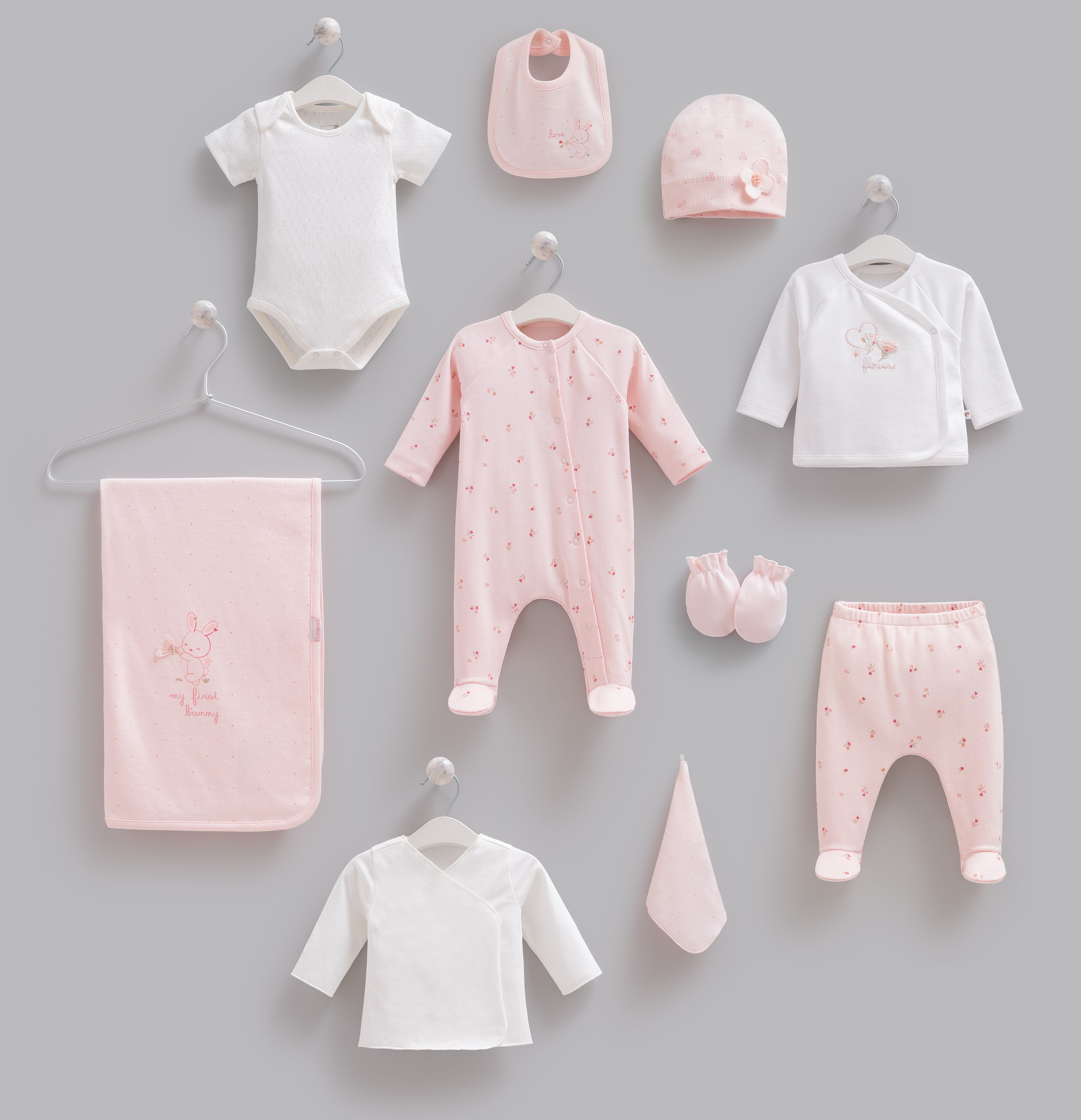 Hastane Çıkışı SetleriCaramell %100 Pamuk Rose Kız 10lu Set Pembe