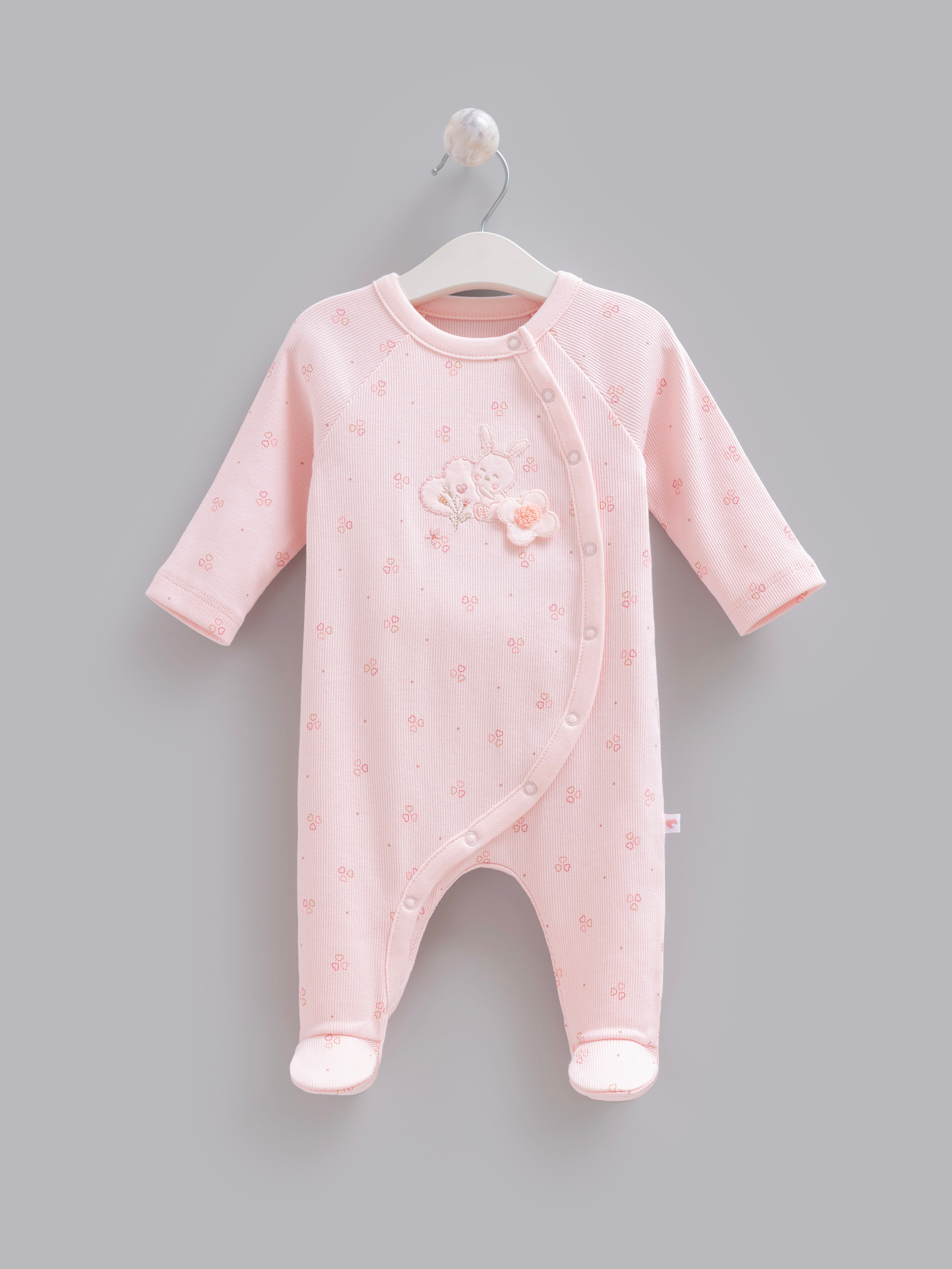 Bebek TulumCaramell %100 Pamuk Rose Kız Tulum Pembe
